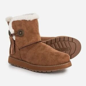 Skechers Keepsakes Tribute Chestnut Brown Suede Fur Boots | Woman’s 7.5